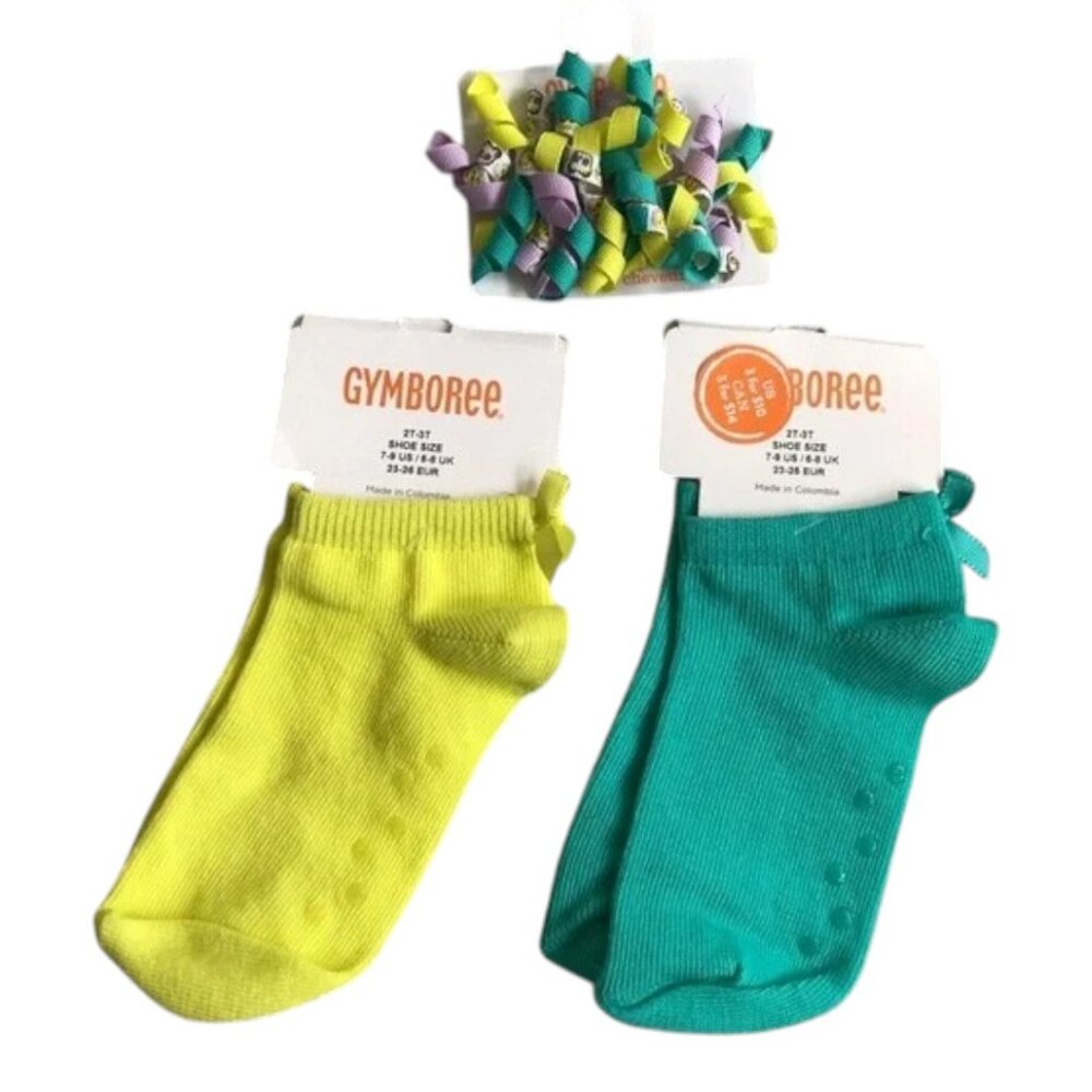 Gymboree lot of 3 ~ Painting Pals ~ 2 pairs of socks and matching hair curlies